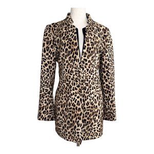 Zara Leopard Print Long Blazer Jacket